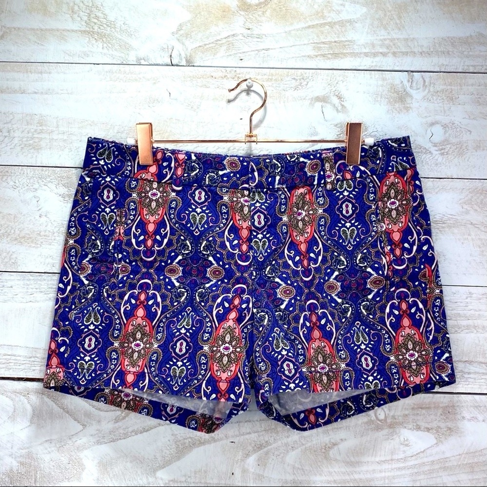 JCPENNEY Pink Purple Paisley Design Mid Rise Short Shorts Size 4